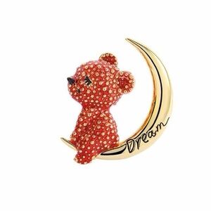 Red and Gold Sparkling Bear Brooch